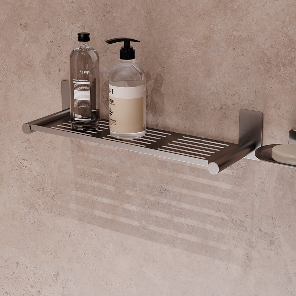 Porta Shampoo Delia 400 mm Aco Inox 304 Escovado Italy Line 82743_0